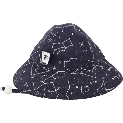 infant sun hat with chin tie-constellation cotton print-canada
