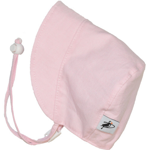 Puffin Gear Oxford Cotton UPF50 Sun Protection Infant and Toddler Bonnet-Made in Canada-Pink