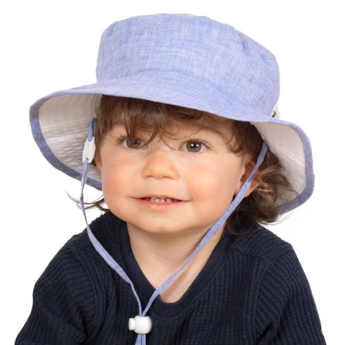 Puffin Gear Summer Day Linen UPF50+ Sun Protection Child Camp Hat-Navy