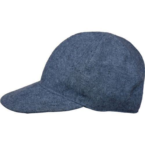 Linen Canvas Ball Cap with UPF50+ Excellent Sun Protection Built In-Peak Shades Eyes and Face-Great Casual Cap-Made in Canada by Puffin Gear-Navy