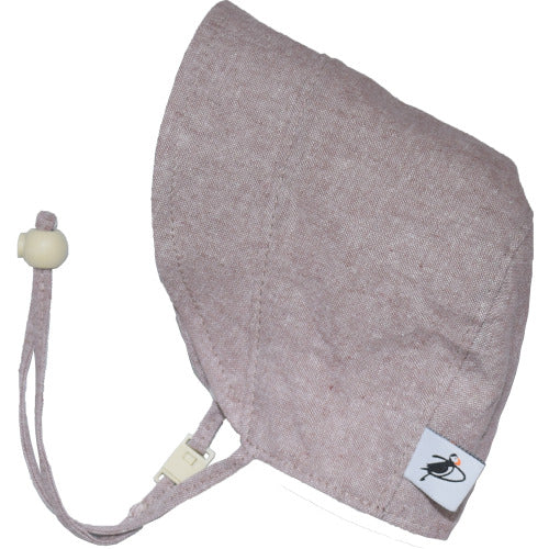 Puffin Gear Infant and Toddler Fall Linen Canvas Bonnet with Flannel Lining-Made in Canada-Flax
