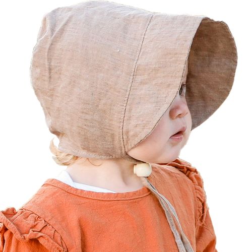 Puffin Gear Infant and Toddler Fall Linen Canvas Bonnet with Flannel Lining-Made in Canada