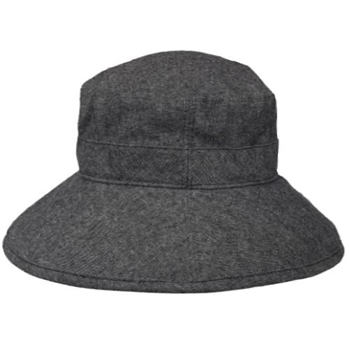 Linen canvas garden hat in charcoal. UPF50 Sun protection for gardening all day.