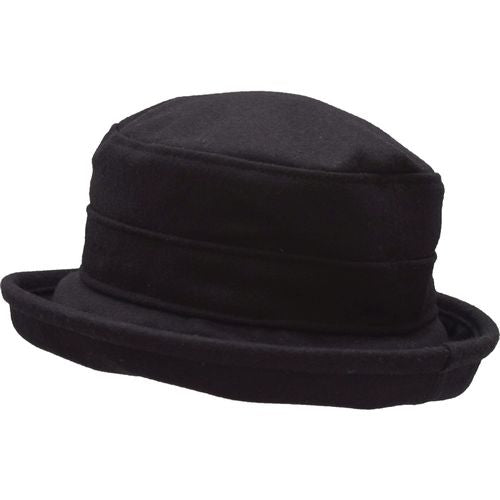 Black Melton Wool Brimmed Hat is Fall Winter Wardrobe Basic.  Made in Canada by Puffin Gear