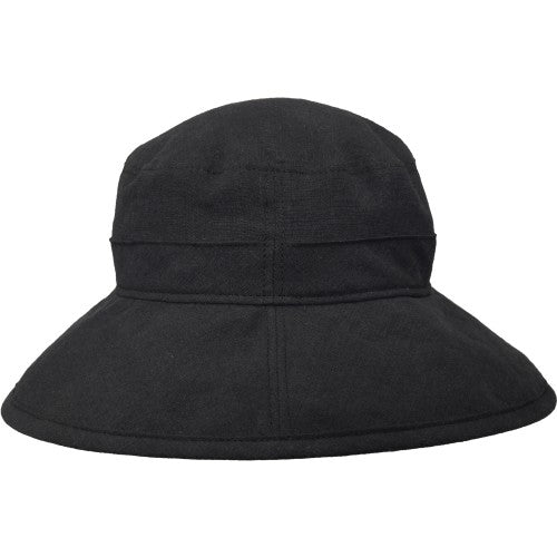 Patio Linen Wide Brim Garden Hat with 4 inch brim and UPF50+ sun protection rating-made in canada by puffin gear-colour-black