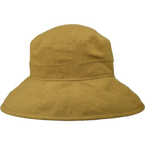 Patio Linen Wide Brim Garden Hat with 4 inch brim and UPF50+ sun protection rating-made in canada by puffin gear-colour-dijon