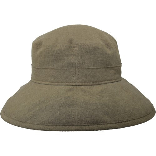Patio Linen Wide Brim Garden Hat with 4 inch brim and UPF50+ sun protection rating-made in canada by puffin gear-colour-olive