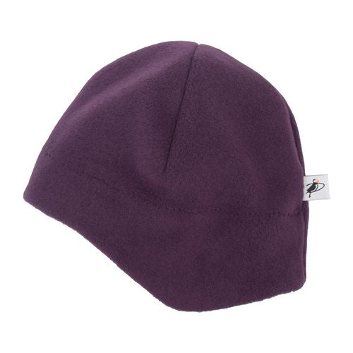 Polartec Fleece 200 Series Blizzard Hat designed for cold weather with extended ear flaps-plum-Made in Canada by Puffin Gear