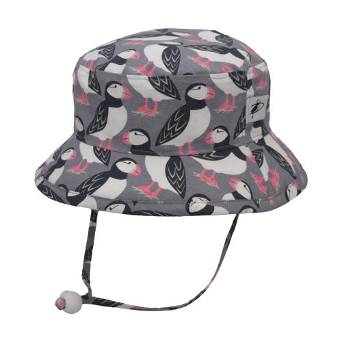 kids sun protection camp hat by Puffin Gear SALE-i love puffins grey