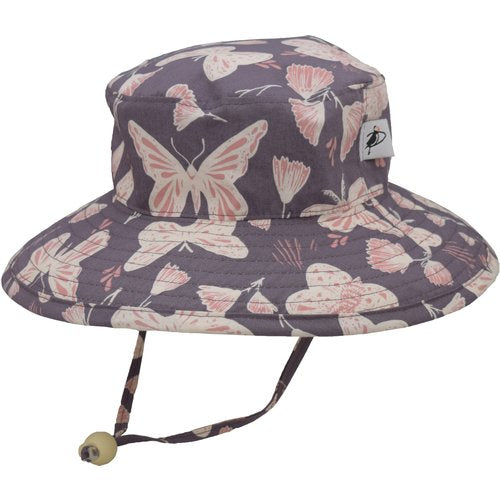 organic cotton wide brim child sun hat with upf50 protection -butterfly print-made in canada
