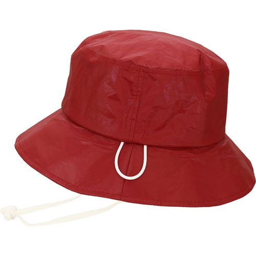 Puffin Gear Tyvek Rain Hat with Wind Chin Tie Cordlock and Safety Breakaway Clip - Made in Canada - Red