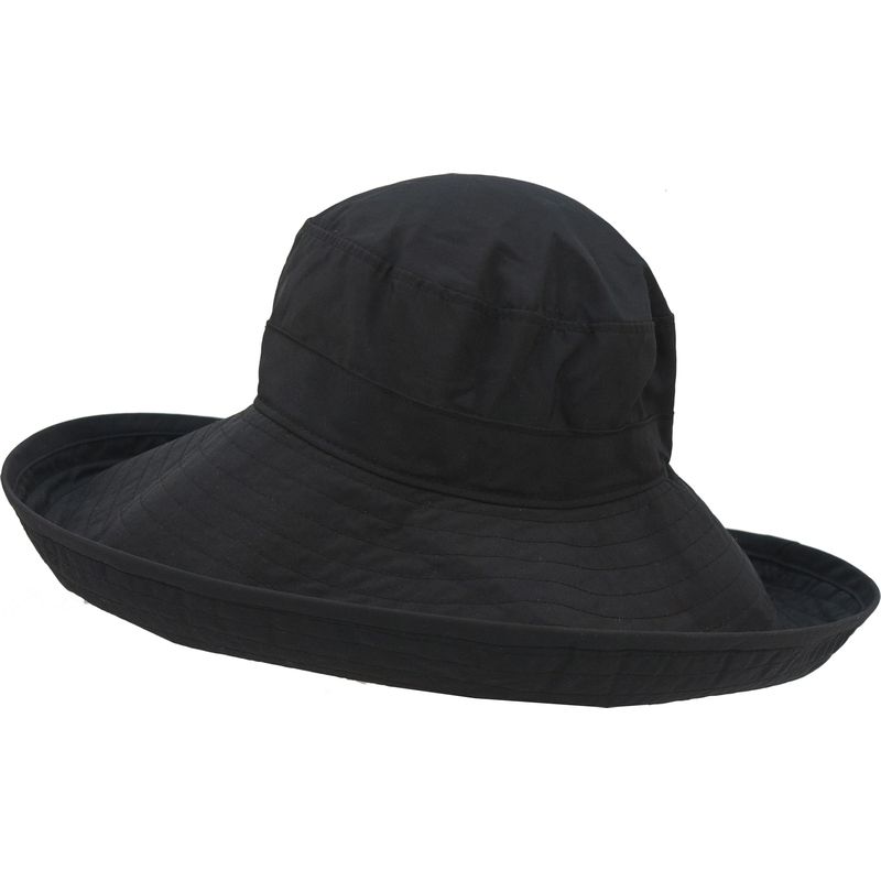 UPF 50+ Cotton Paper 6 inch Flat Brim Hat - Black OSFM