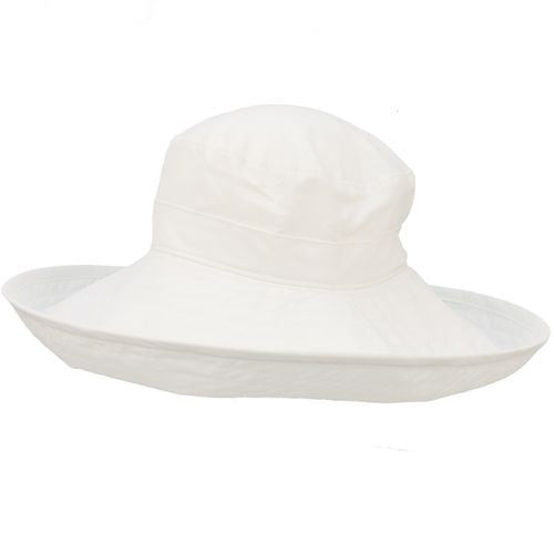 ultra wide six inch brim sun hat by puffin gear in classic summer time basic white