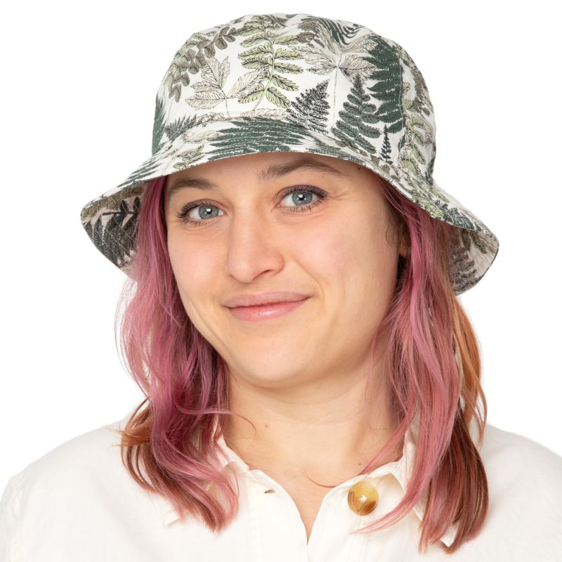 Cotton shade garden fern print bucket hat-upf50 sun protection-made in canada by puffin gear