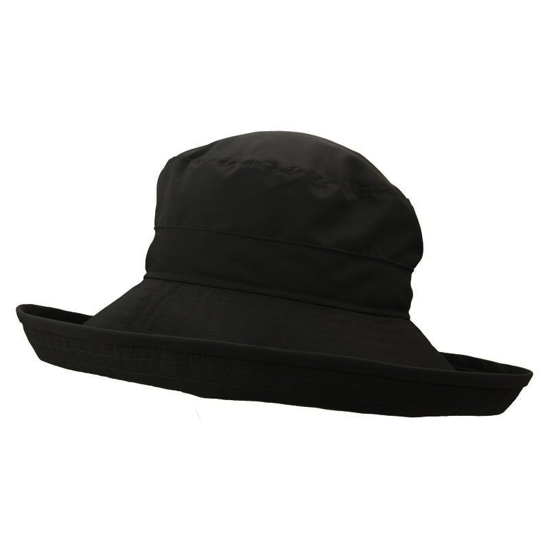 Puffin Gear&#39;s 4.5 inch wide brim classic hat in light weight solar nylon that dries quick and provides upf50+ excellent sun protection. made in canada by puffin gear - black