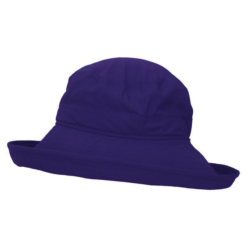 A wide brim navy summer classic hat with a 4.5&quot; brim provides good coverage of face.  tested and rated upf50+ meaning it blocks at least 97.5% UVA and UVB harmful radiation. Made in Canada by puffin gear